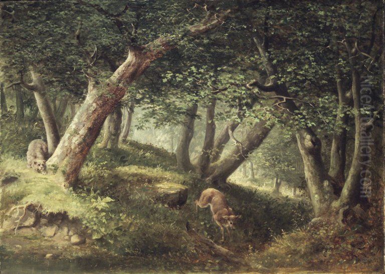 In the Forest Oil Painting by William Holbrook Beard