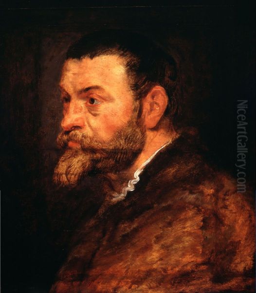 Portrait of a man in fur coat Oil Painting by Peter Paul Rubens