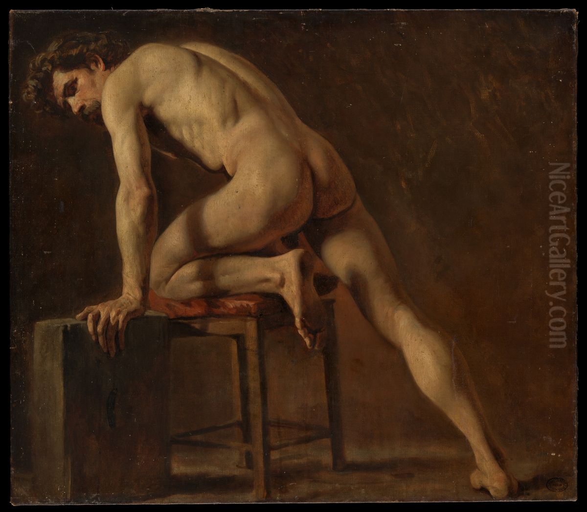 Study of a Nude Man Oil Painting by Gustave Courbet