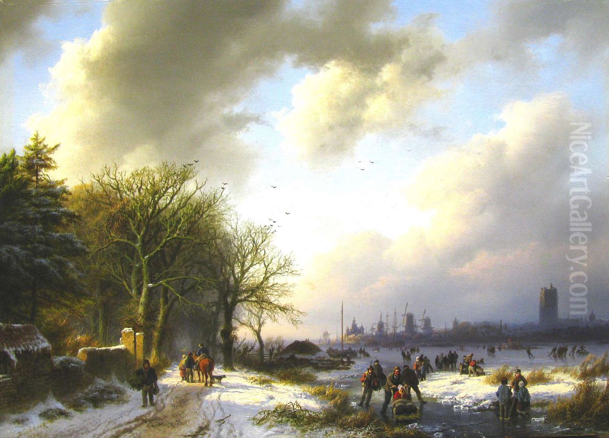 River view near Den Briel, with the Church of Den Briel Oil Painting by Barend Cornelis Koekkoek