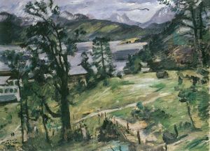 Landscape at the Walchensee with larch