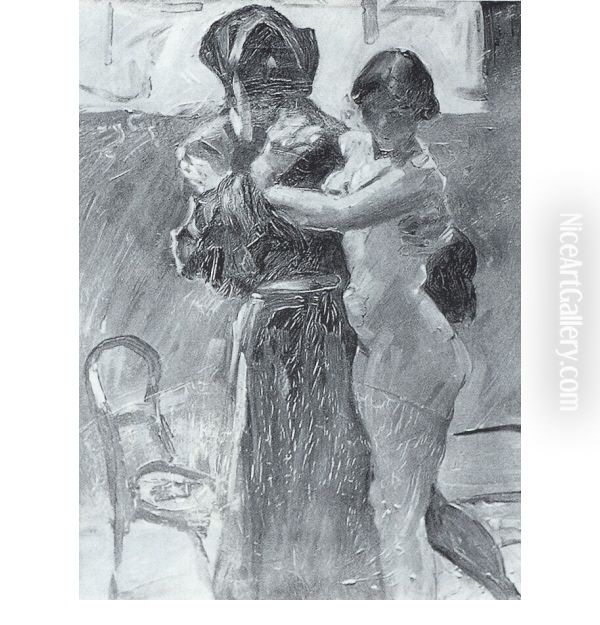 Death and the Maiden Oil Painting by Lovis (Franz Heinrich Louis) Corinth