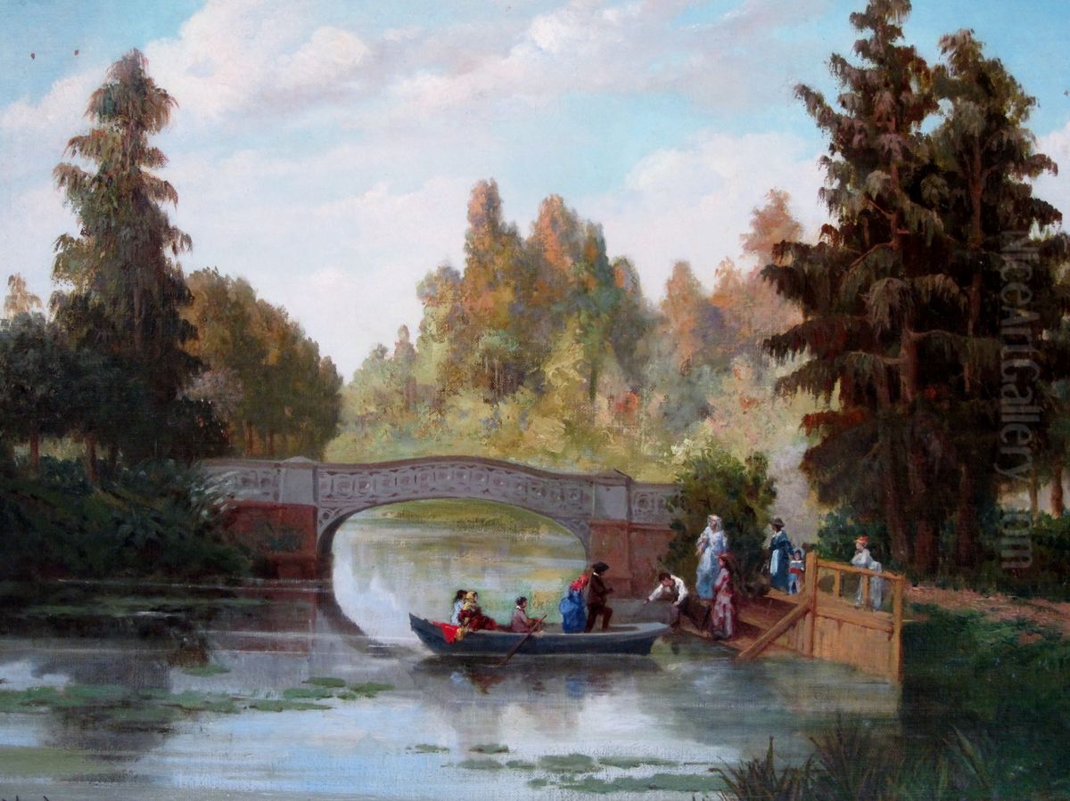 Antigua laguna del parque Cousino Oil Painting by Juan Mochi