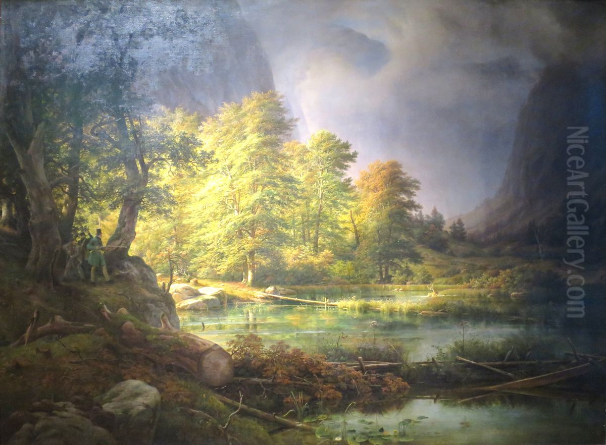 Hunting at Konigssee Oil Painting by Thomas Fearnley