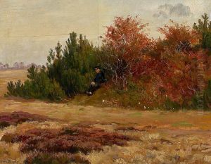 Landscape with a man at the roadside.