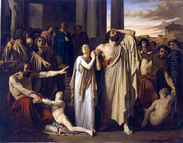 Edipo y Antigona destarrados de Tebas Oil Painting by Louis Duveau