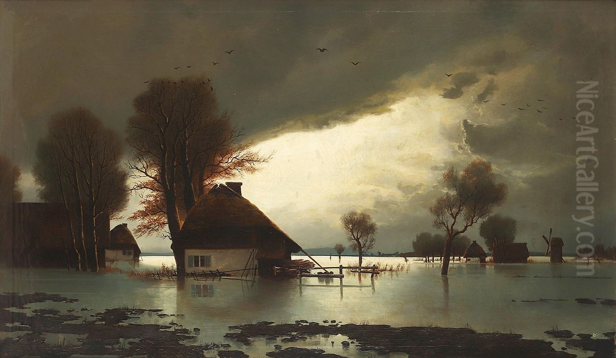 Abendstimmung am Fluss Oil Painting by Oldrich Oscar Farsky