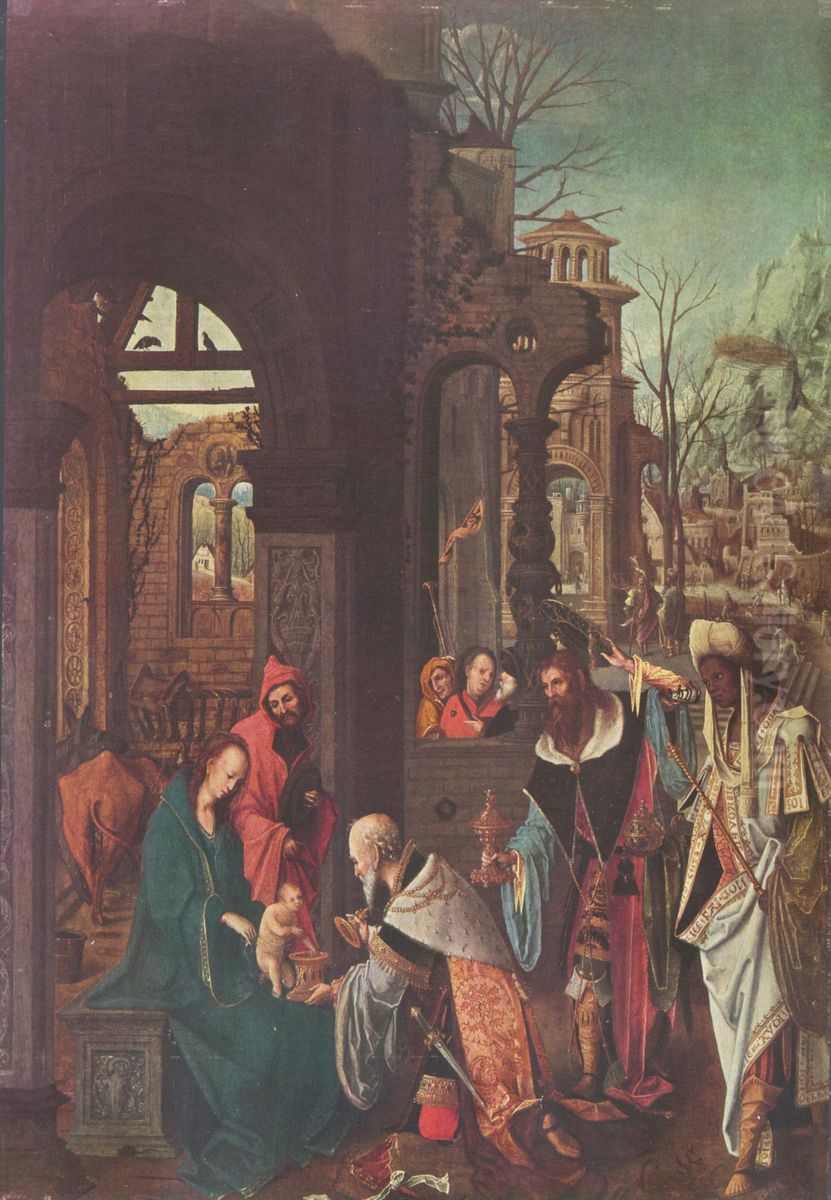 Anbetung der Heiligen Drei Konige Oil Painting by Jan de Beer