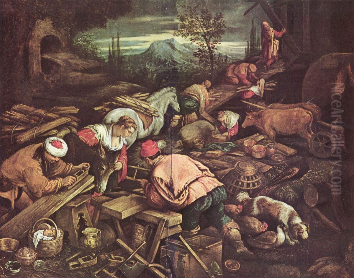 Building the Ark of Noah Oil Painting by Jacopo Bassano