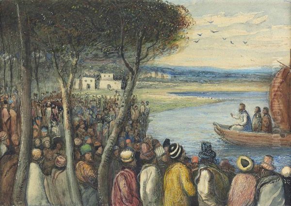 Christ preaching to the multitudes Oil Painting by James Smetham