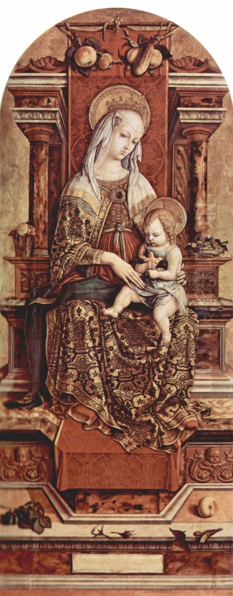Altartriptychon, Mitteltafel: Thronende Madonna Oil Painting by Carlo Crivelli