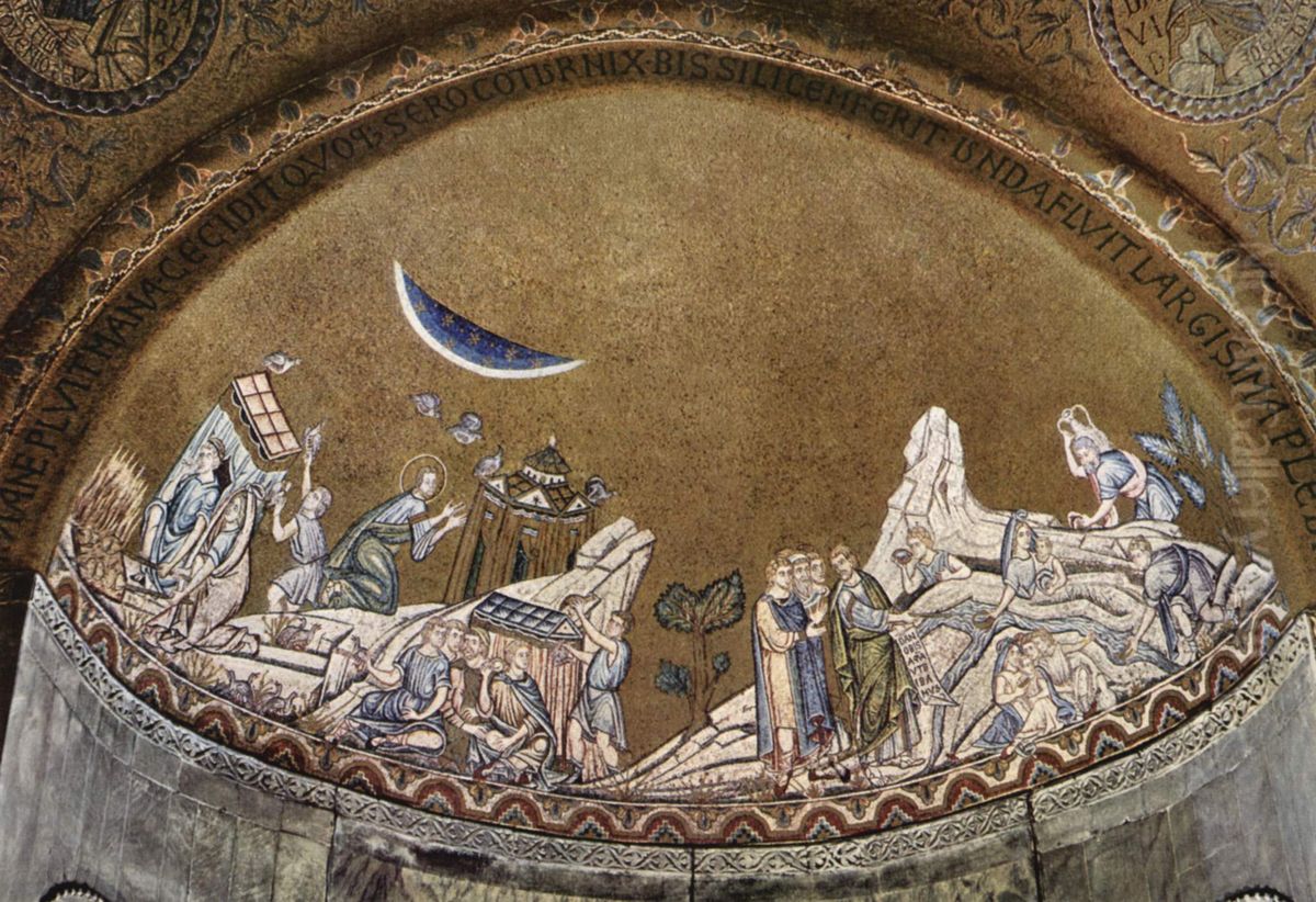 Mosaic from San Marco in Venice. Scene: Miracle during the Exodus Oil Painting by unknown
