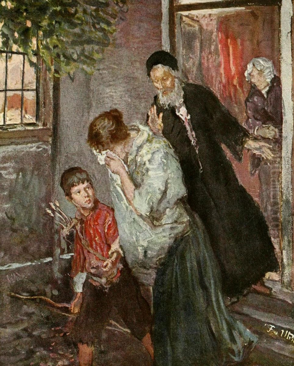 Hagar's Expulsion Oil Painting by Fritz von Uhde