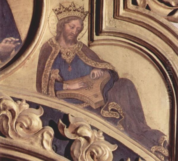 Anbetung der Heiligen Drei Konige, mittleres Giebelfeld, linke Szene: Prophet David Oil Painting by Gentile Da Fabriano