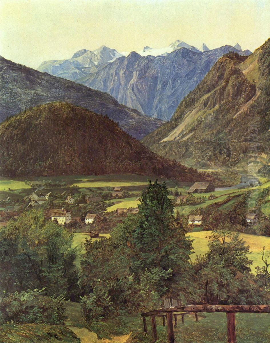 Der Dachstein vom Sophienplatze aus Oil Painting by Ferdinand Georg Waldmuller