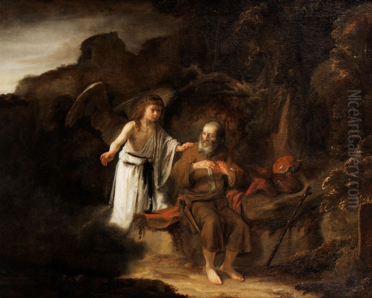 Landscape withElijahand the Angel Oil Painting by Cornelis Bisschop