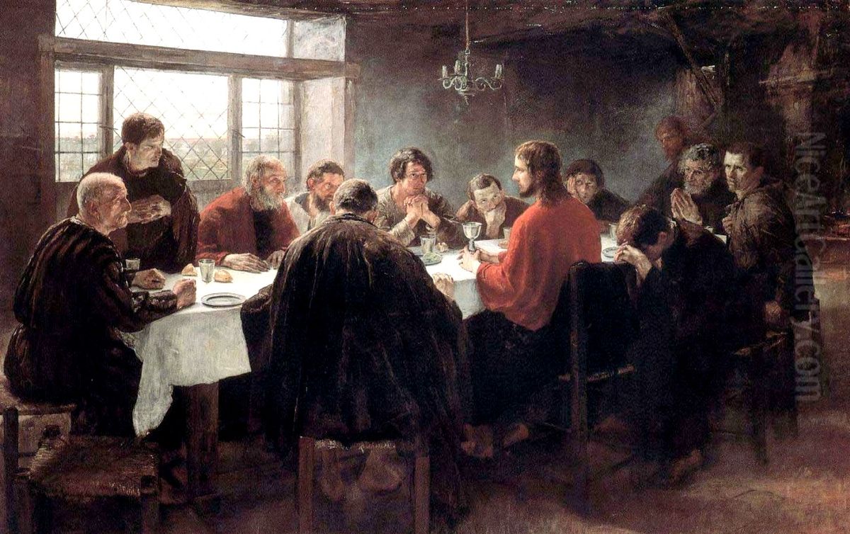 Last Supper Oil Painting by Fritz von Uhde