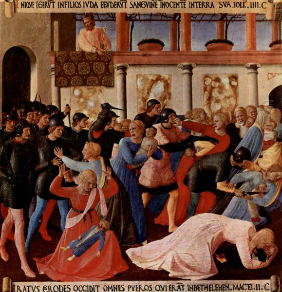 Bildzyklus zu Szenen aus dem Leben Christi fur einen Schrank zur Aufbewahrung von Silbergeschirr, Szene:Bethlehemitischer Kindermord Oil Painting by Fra Angelico