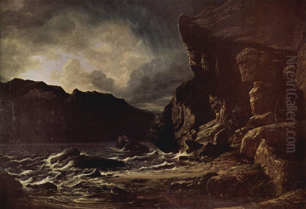 Liensfiord [possibly Lifjord, a part of Sognefjord] Oil Painting by Francis Danby