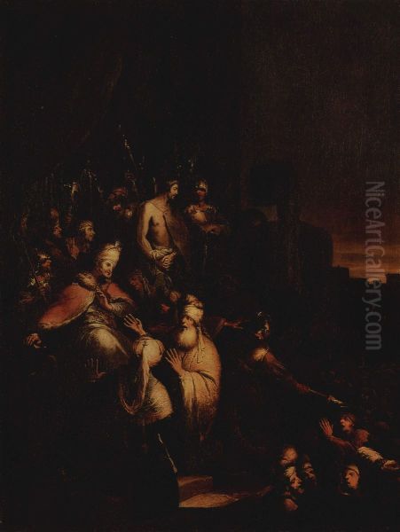 Christus vor dem Volke Oil Painting by Christian Wilhelm Ernst Dietrich