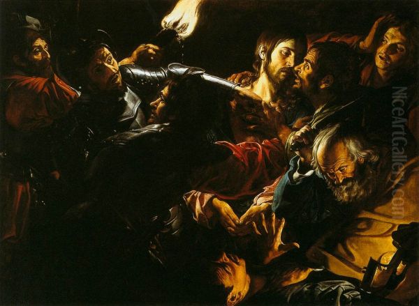 Taking of Christ with the Malchus episode Oil Painting by Gerard Douffet
