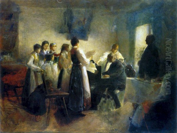Village Choir Oil Painting by Anton Azbe