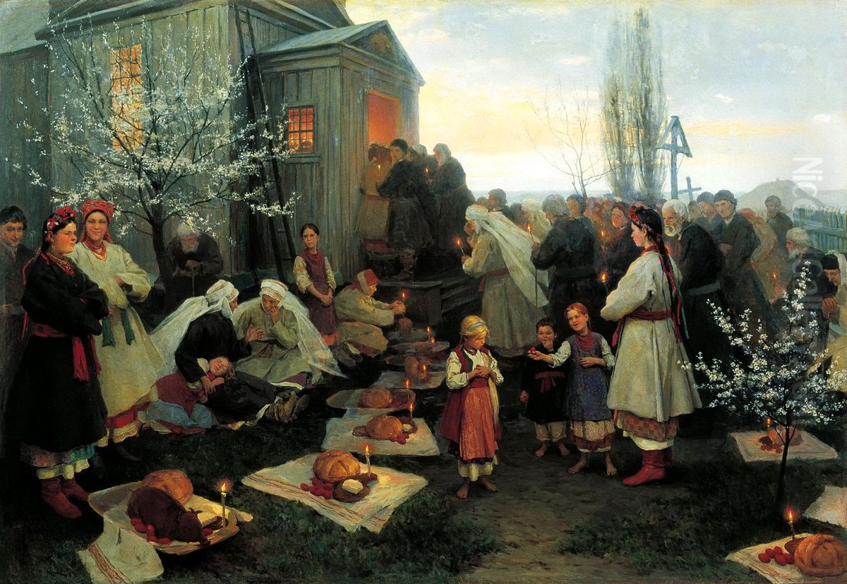 Waiting for the Blessing Oil Painting by Mykola Pymonenko