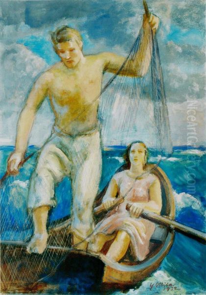 Verkonlaskija Oil Painting by Yrjo Ollila