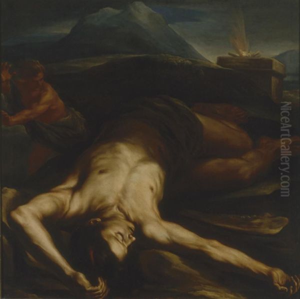 Death of Abel Oil Painting by Giovanni Battista Benaschi