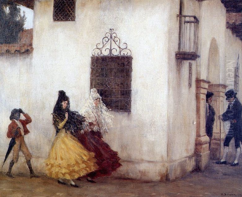 Mujeres de la Colonia Oil Painting by Pedro Subercaseaux