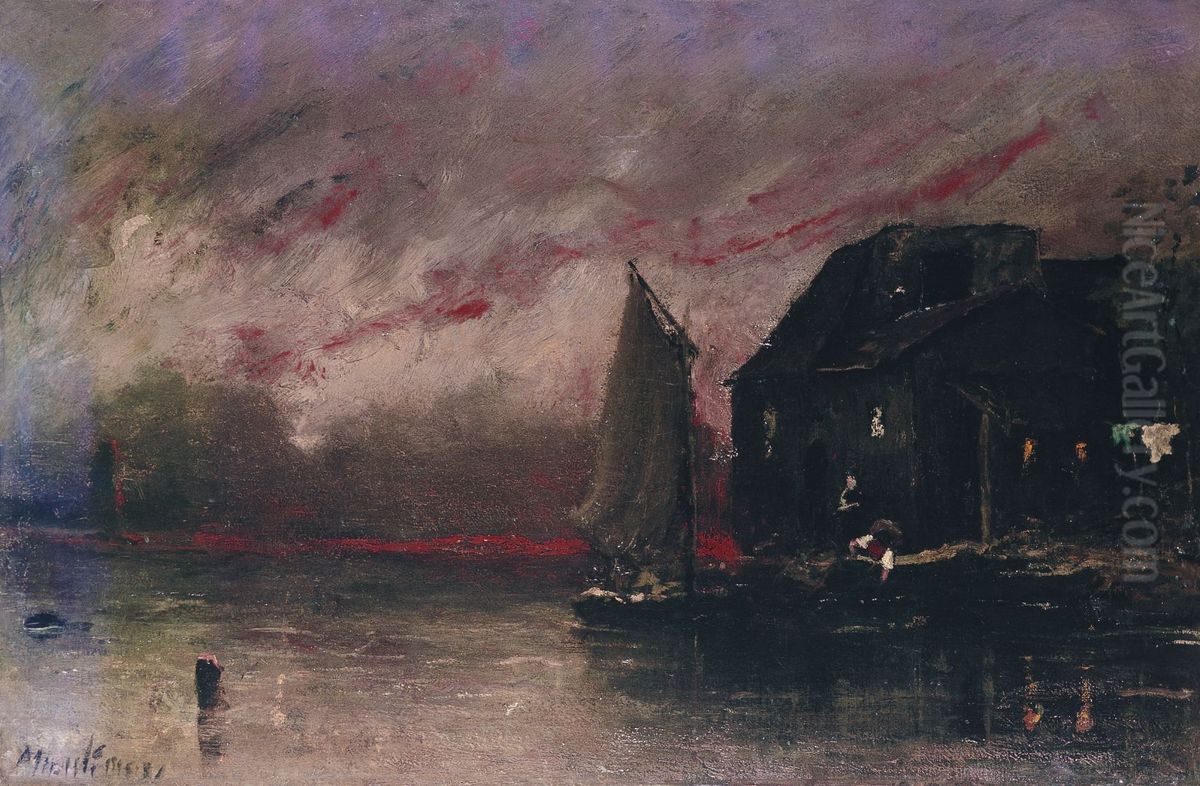 Esti hangulat Oil Painting by Mihaly Munkacsy