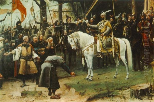 Conquest (The entry of the Hungarians in the Carpathian Basin) Oil Painting by Mihaly Munkacsy