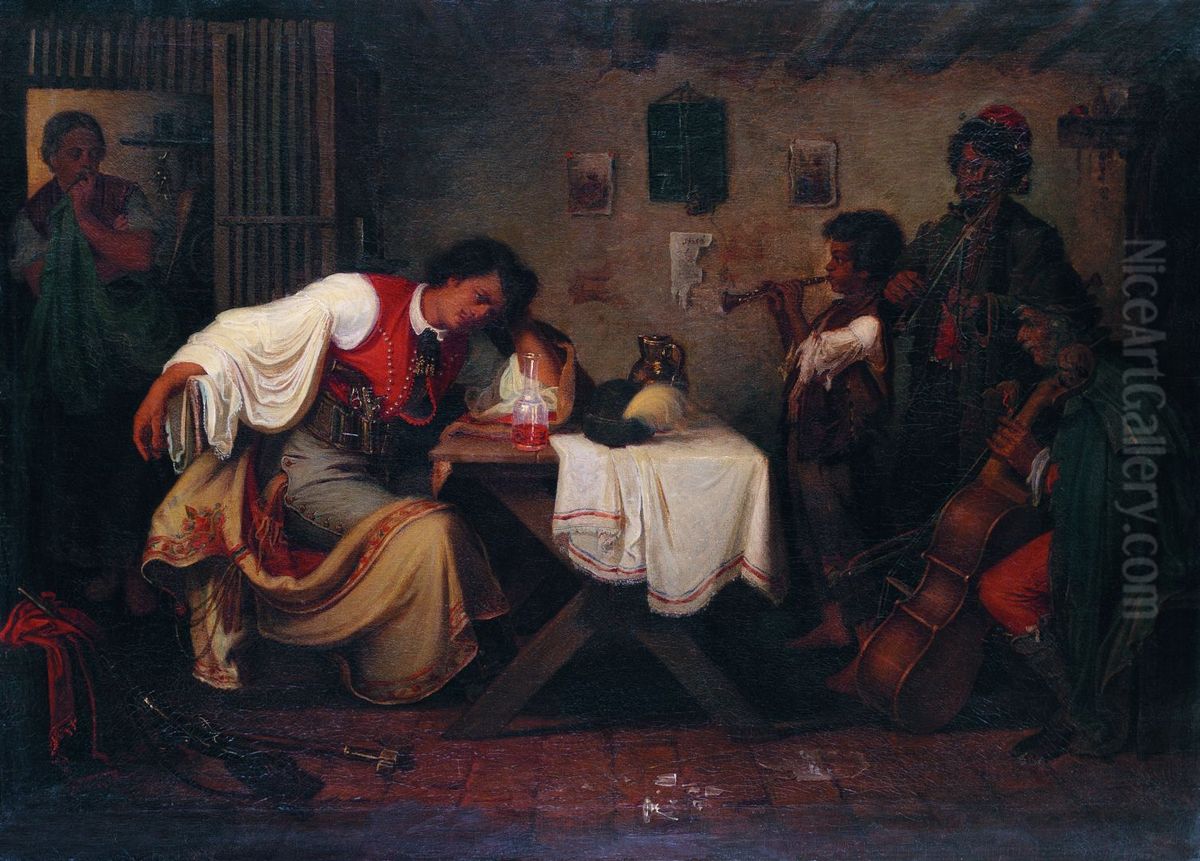 Busulo betyar Oil Painting by Mihaly Munkacsy