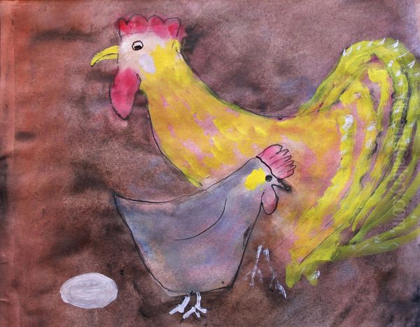 Hahn und Henne Oil Painting by unknown