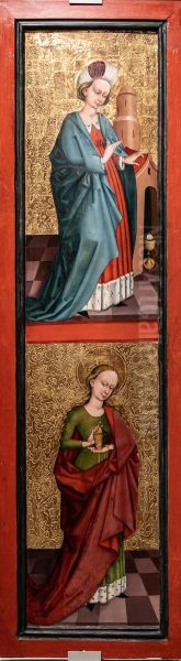 Verkundigung an Maria und vier weibliche Heilige Oil Painting by Swabia