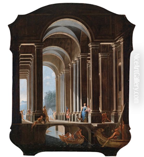 View of an antique thermal complex Oil Painting by Niccolo Codazzi