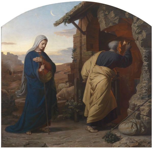 On the Eve of the Birth of Christ Oil Painting by Michael Rieser