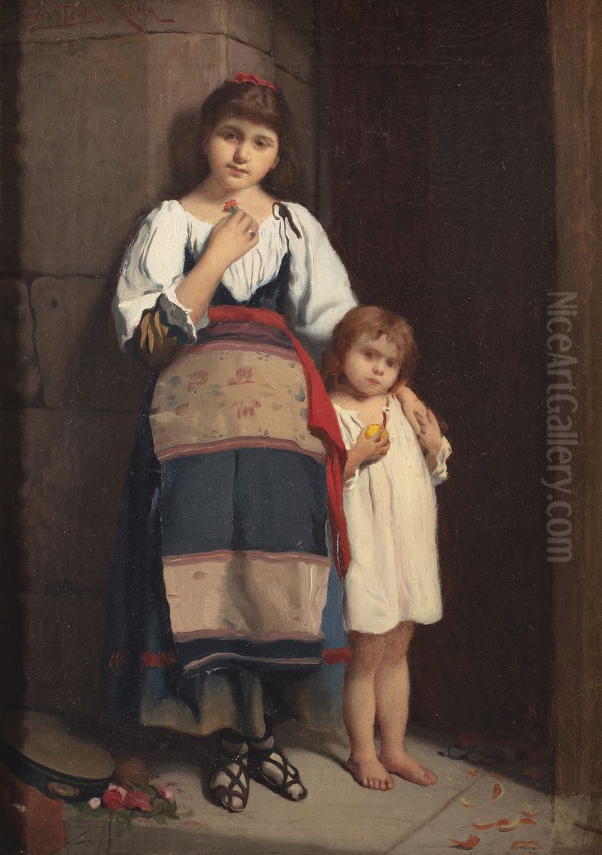 The little sister Oil Painting by Modesto Faustini
