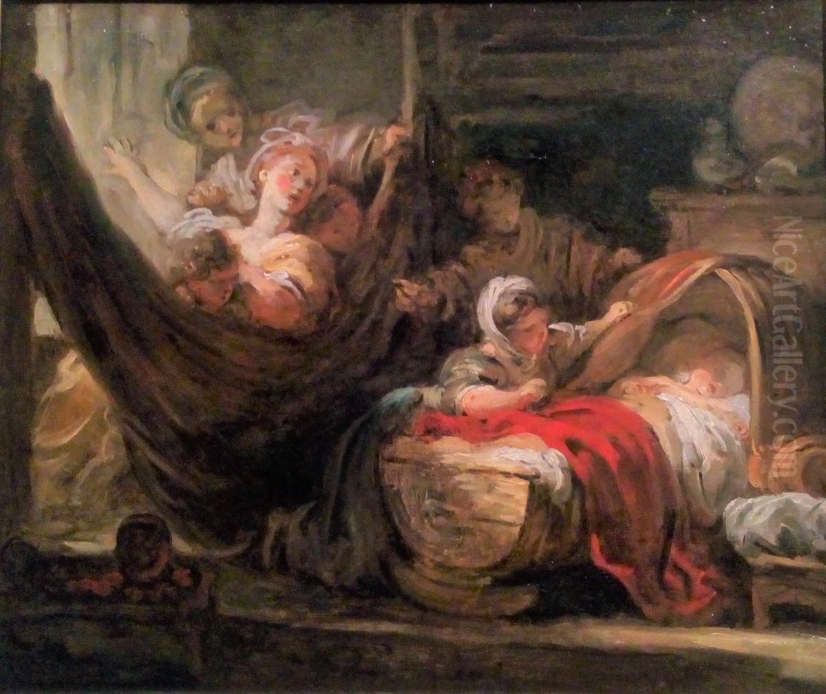 The Cradle Oil Painting by Jean-Honore Fragonard
