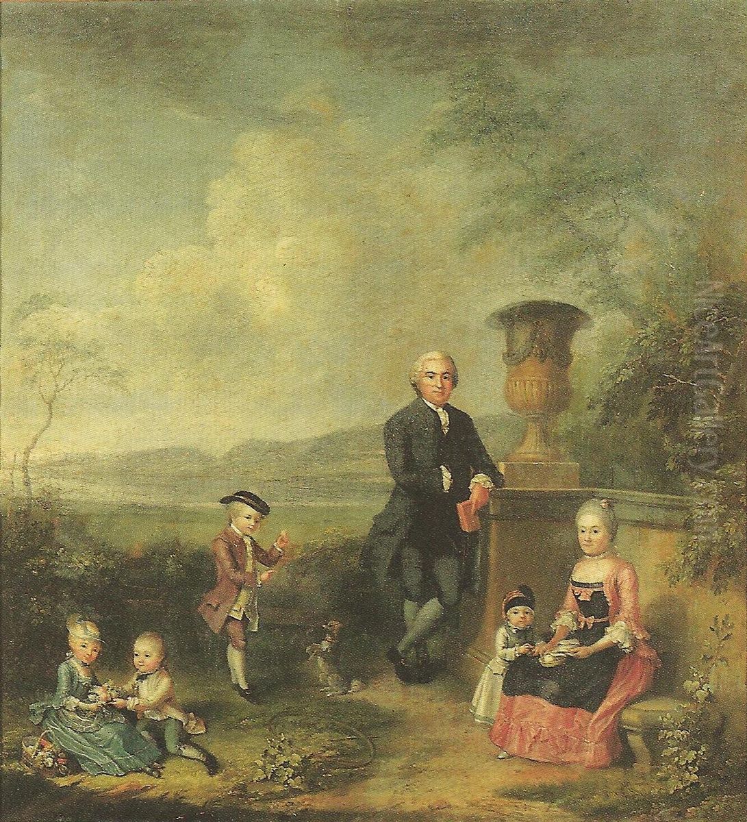 Pfarrer Reinhard Graviseth und seine Familie. Oil Painting by Johann Ludwig Aberli Pfarrer Reinhard Graviseth und seine Familie. Oil Painting by Johann Ludwig Aberli