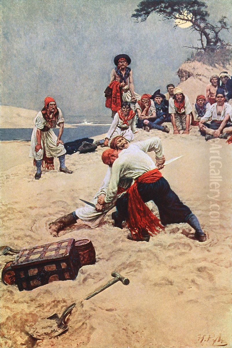 Who Shall be Captain Oil Painting by Howard Pyle