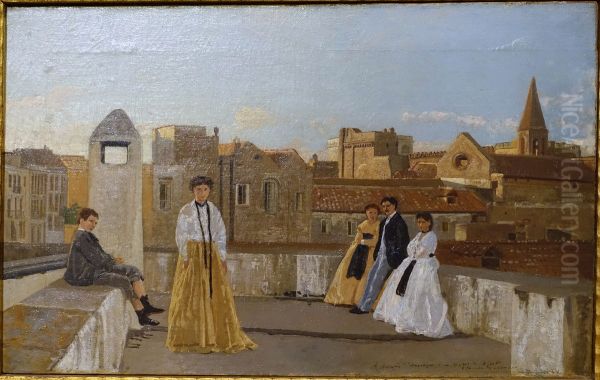The terrace Oil Painting by Eduardo Dalbono