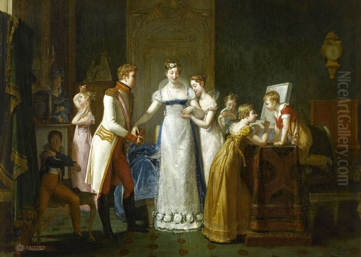 Marie-Louise of Austria Bidding Farewell to her Family in Vienna Oil Painting by Pauline Auzou