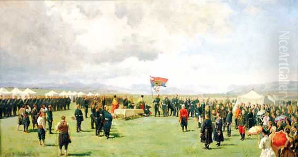 Consecration of the flag Bulgarian home guards Oil Painting by Nikolai Dmitriev-Orenburgsky