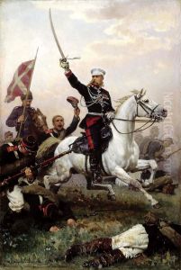 General M.D.Skobelev on his horse in the Russo-Turkish war 1877/78
