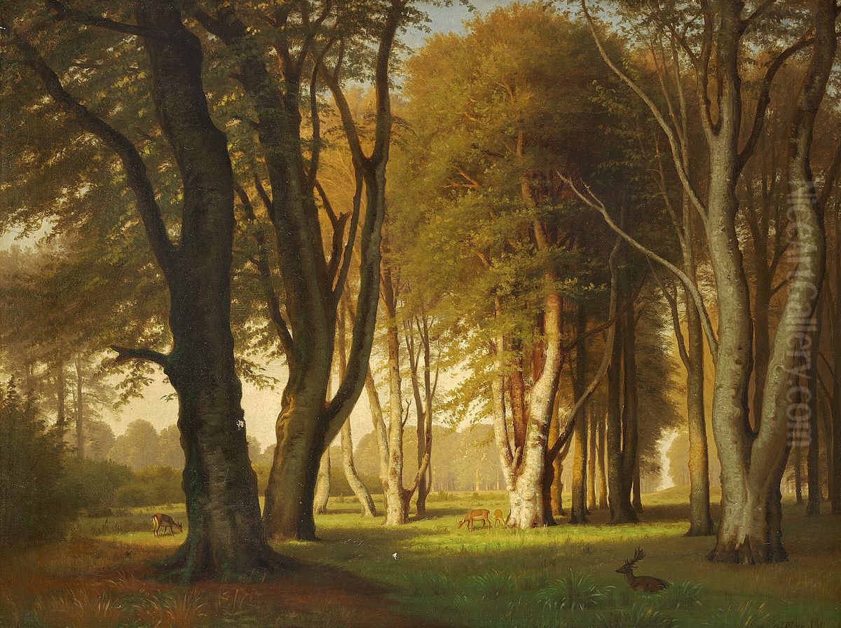 View from Dyrehaven, near Copenhagen. Oil Painting by Eiler Rasmussen Eilersen