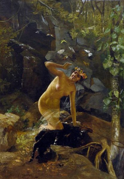 Cacadora de Borboletas Oil Painting by Pedro Weingartner