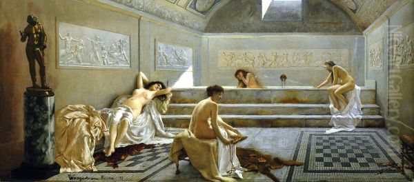 Pompeianas no Frigirarium Oil Painting by Pedro Weingartner