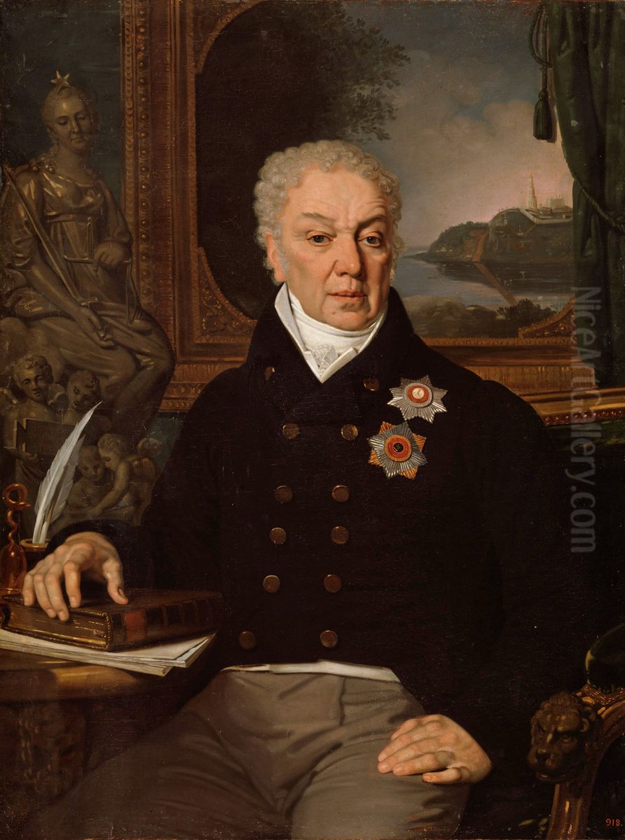 Portrait of Dmitry Prokofievich Troschinsky Oil Painting by Vladimir Borovikovsky