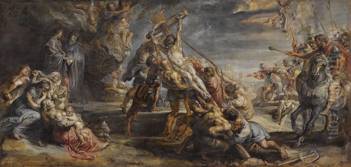 The Raising of the Cross Oil Painting by (studio of) Rubens, Peter Paul